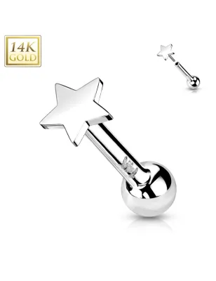 Piercing Cartilage Oreille Push-In étoile or blanc 14 carats