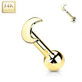 Piercing Cartilage Oreille Push-In lune or jaune 14 carats