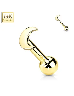 Piercing Cartilage Oreille Push-In lune or jaune 14 carats