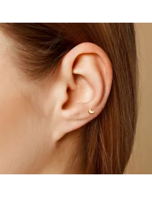 Piercing Cartilage Oreille Push-In lune or jaune 14 carats