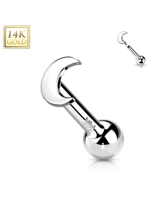 Piercing Cartilage Oreille Push-In lune or blanc 14 carats