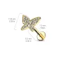Piercing labret oreille plaqué or papillon strass