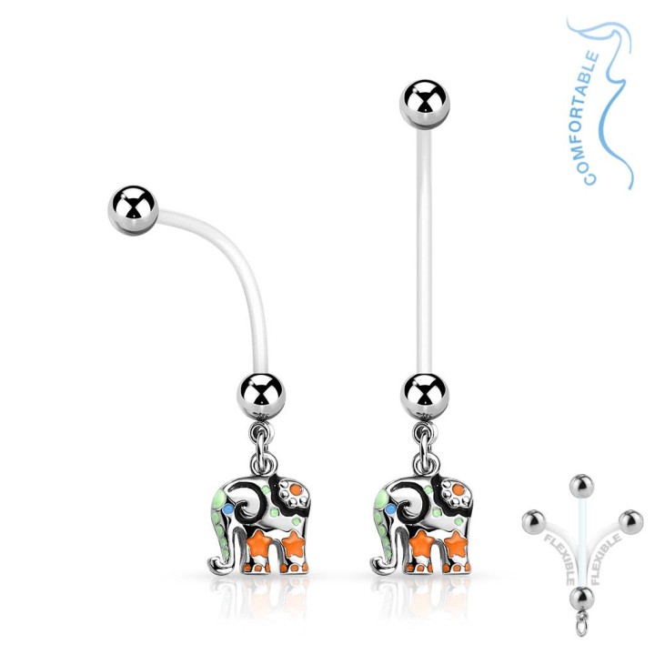 Piercing nombril de grossesse éléphant coloré
