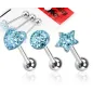 Lot de 3 Piercing langue Strass Turquoise