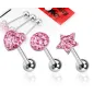 Lot de 3 Piercing langue Strass Rose