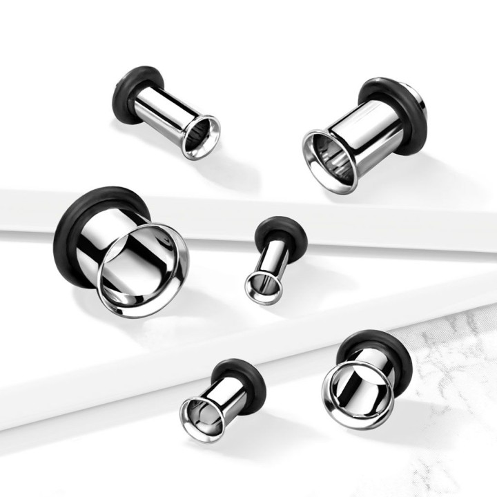 Piercing Tunnel Acier chirurgical Creux Anneau Caoutchouc
