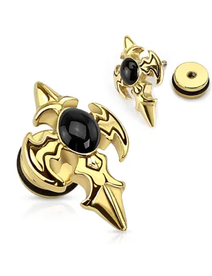 Piercing oreille faux plug croix tribale