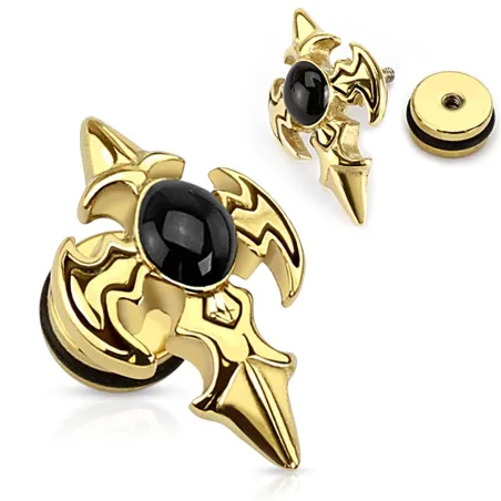 Piercing oreille faux plug croix tribale
