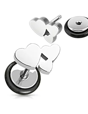 Piercing oreille faux plug cluster coeurs