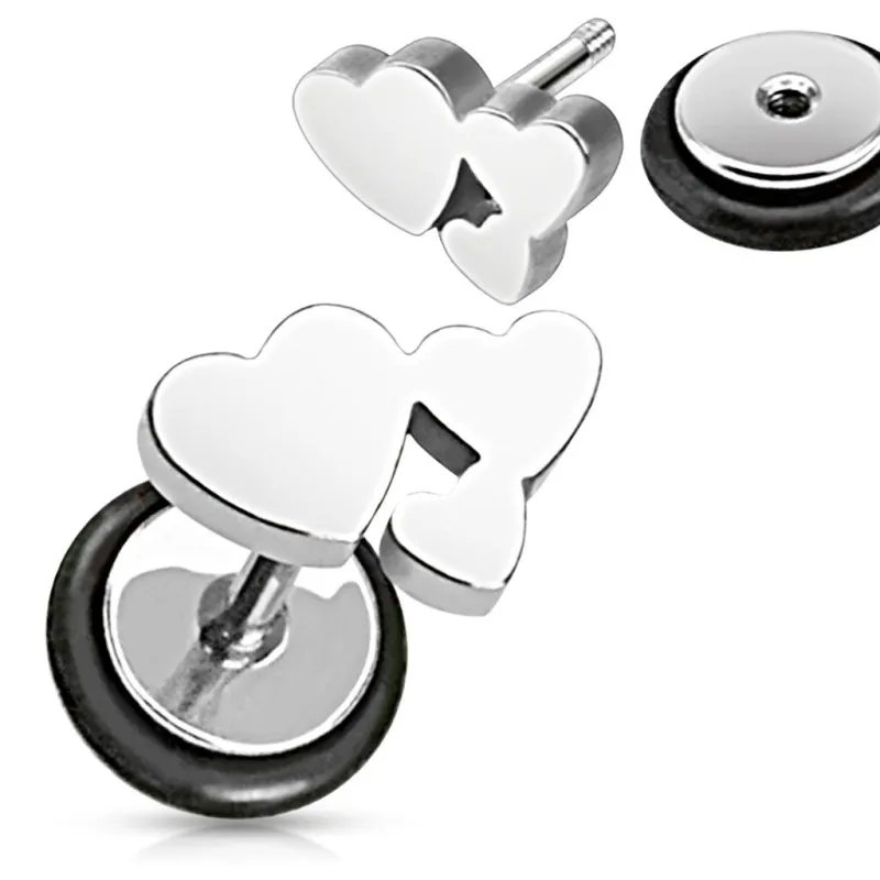 Piercing oreille faux plug cluster coeurs