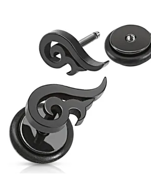 Piercing oreille faux plug demi coeur tribal