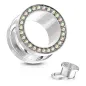 Piercing tunnel acier chirurgical ligne de strass aurore boréale Piercing tunnel acier chirurgical ligne de strass aurore boréale