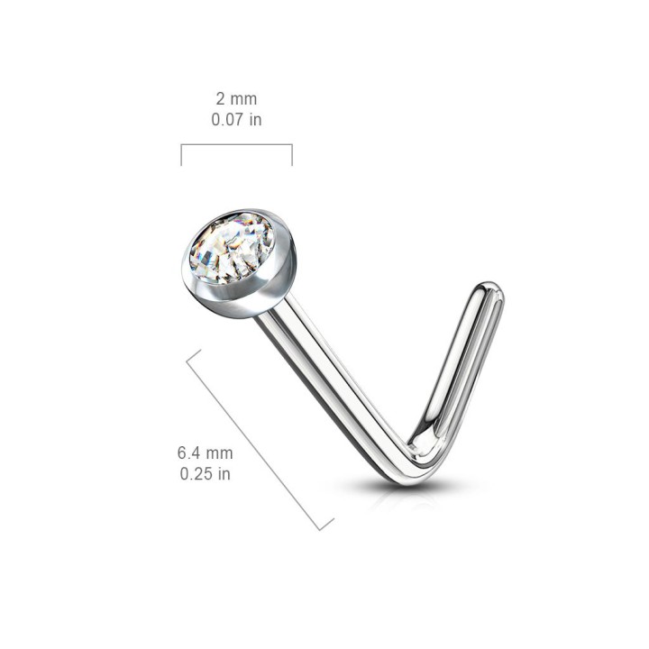 Piercing nez tige L strass