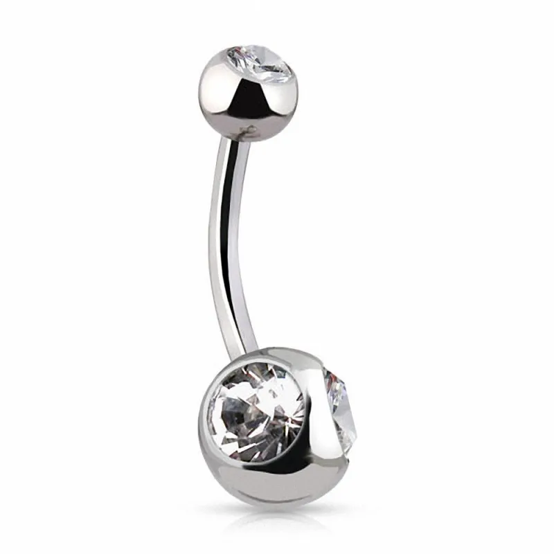 Piercing nombril Acier chirurgical Gemmes Duo