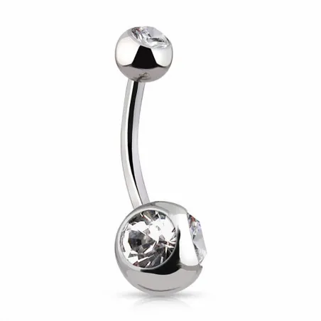 Piercing nombril Acier chirurgical Gemmes Duo