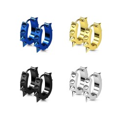 Boucles D'oreilles Homme Double Anneau Noir - Alliage Cuivre, Design Unique, 16 Mm