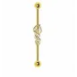 Piercing industriel oreille feuilles doré
