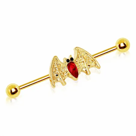 Piercing industriel doré chauve souris