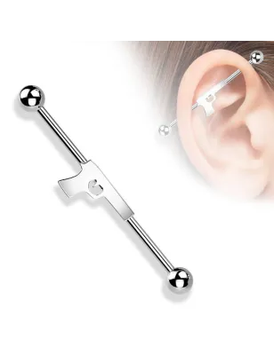 Piercing industriel oreille pistolet argenté