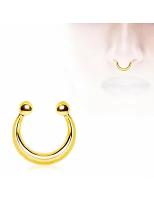 Faux piercing septum acier doré