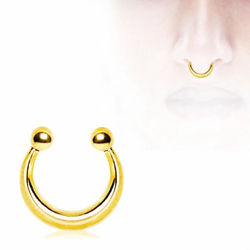 Faux piercing septum acier doré