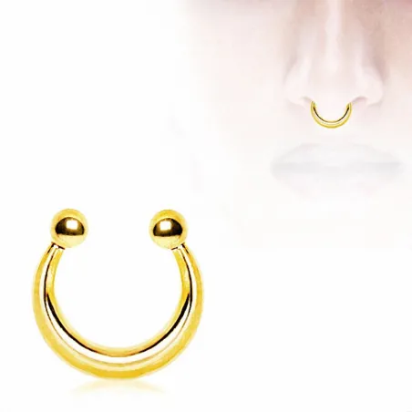 Faux piercing septum acier doré