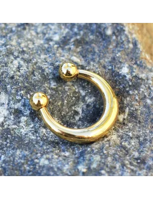 Faux piercing septum acier doré
