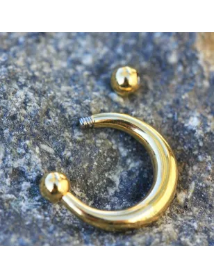 Faux piercing septum acier doré