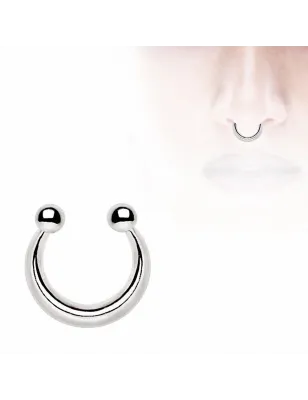 Faux piercing septum acier argenté