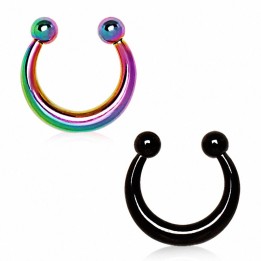 Faux piercing septum acier PVD