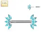 Piercing téton or blanc 14 carats éventail zircon turquoise