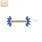 Piercing téton or jaune 14 carats éventail zircon bleu