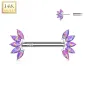 Piercing téton or blanc 14 carats éventail opale violet