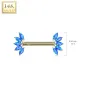 Piercing téton or jaune 14 carats éventail opale bleu