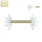 Piercing téton or jaune 14 carats éventail opale blanc