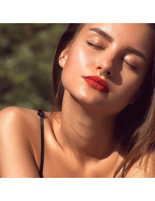 Piercing anneau oreille acier doré torsadé