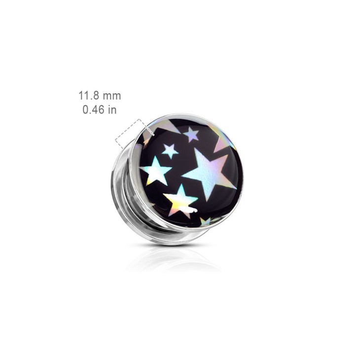 Piercing tunnel oreille étoiles holographiques
