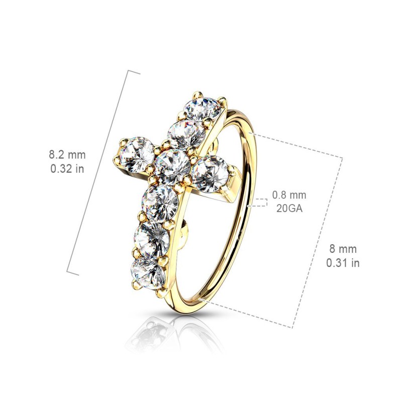 Anneau Pour Piercing Nez Croix Pavée En Acier Chirurgical - Pliable Et Ajustable