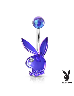 Piercing nombril Playboy effet aurore boréale bleu