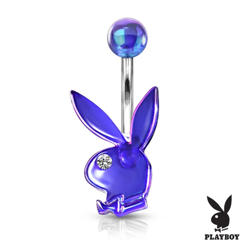 Piercing nombril Playboy effet aurore boréale bleu