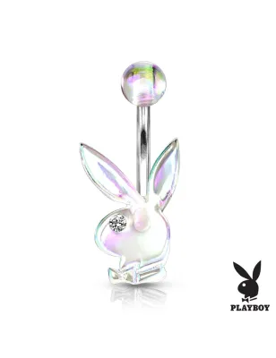 Piercing nombril Playboy effet aurore boréale blanc