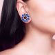 Piercing tunnel oreille fleur zircon bleu
