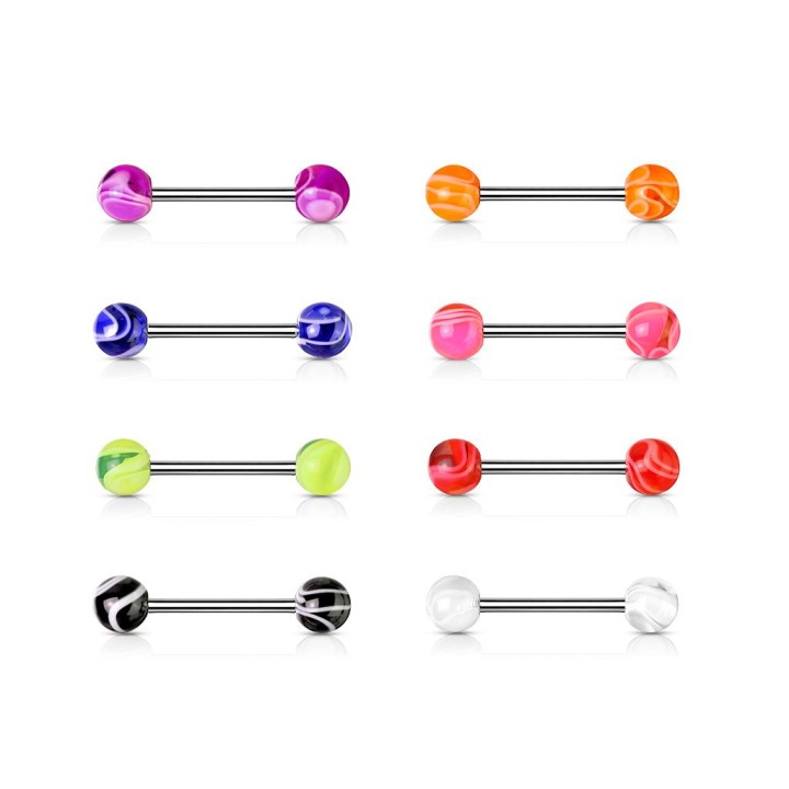 Lot de 8 piercing langue marbrés