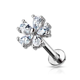 Piercing labret oreille fleur cinq poires