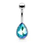 Piercing nombril larme pierre aurore boréale turquoise