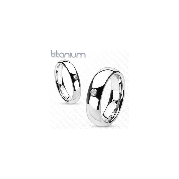 Bague homme femme Titane Solide Gemme Solitaire