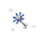 Piercing labret oreille fleur cristaux bleu