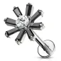 Piercing labret oreille fleur cristaux noir