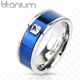 Achat Bague Titane Solide Bleu Gemme Carré