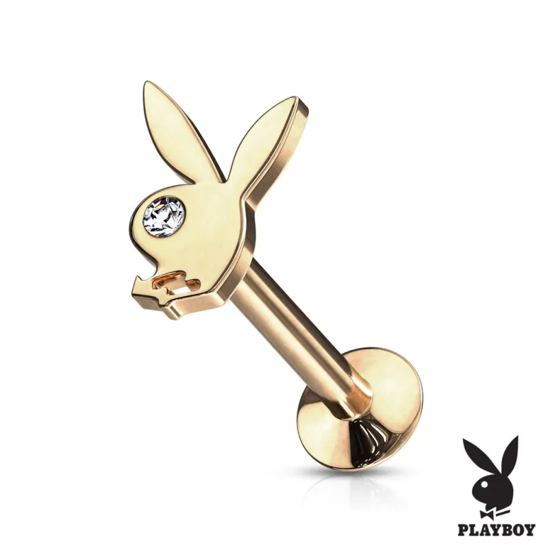 Piercing labret lèvre oreille Playboy doré